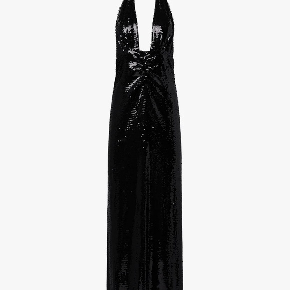 NWT WE WORE WHAT Black Sequin Halter Maxi Dress - Size 0 - Picture 5 of 5
